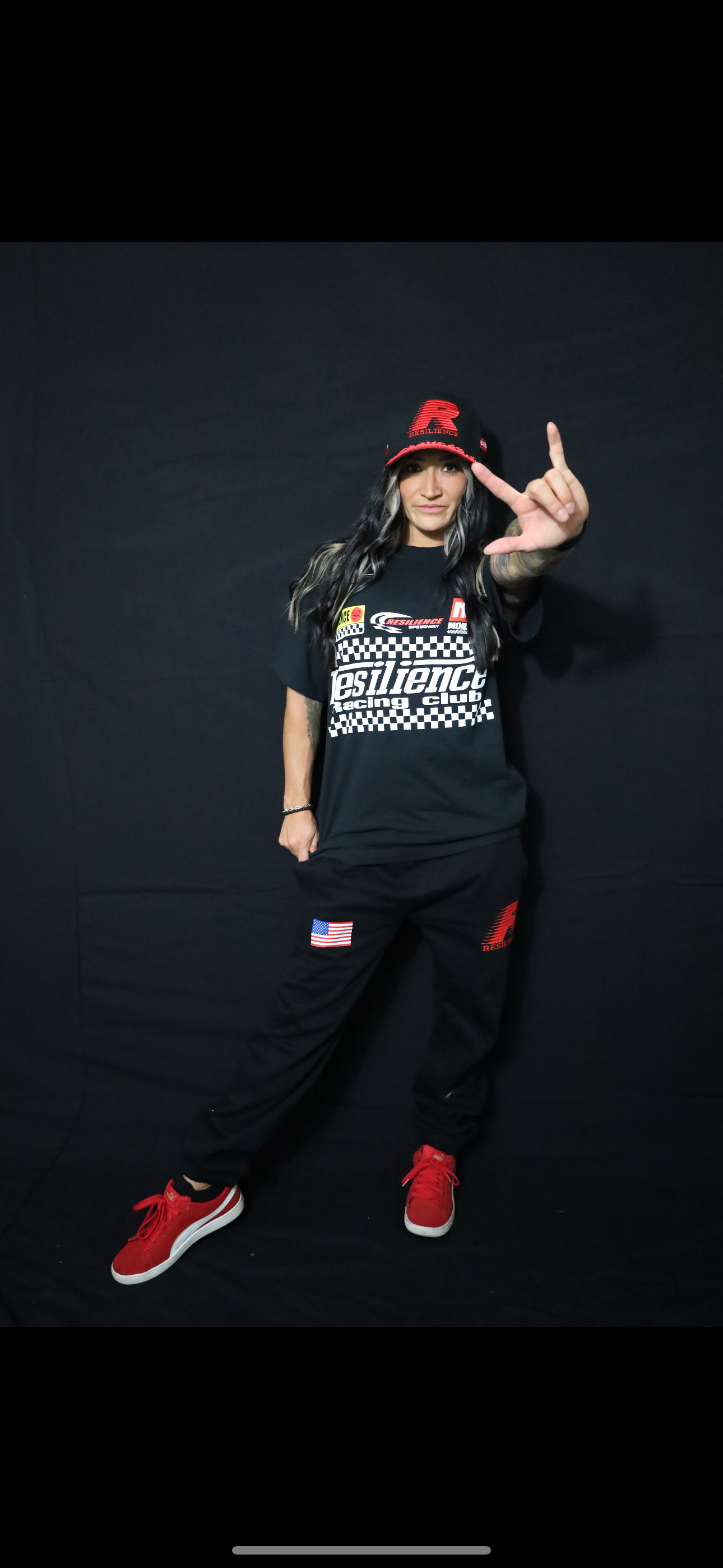 RESILIENCE RACING - BLACK JOGGERS W/ USA FLAG
