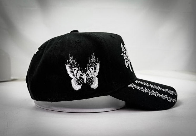 "RESILIENCE MONARCHS" 5 PANEL SNAPBACK HAT IN BLACK