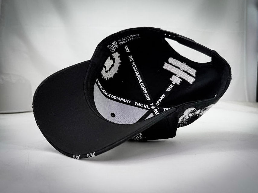"RESILIENCE MONARCHS" 5 PANEL SNAPBACK HAT IN BLACK