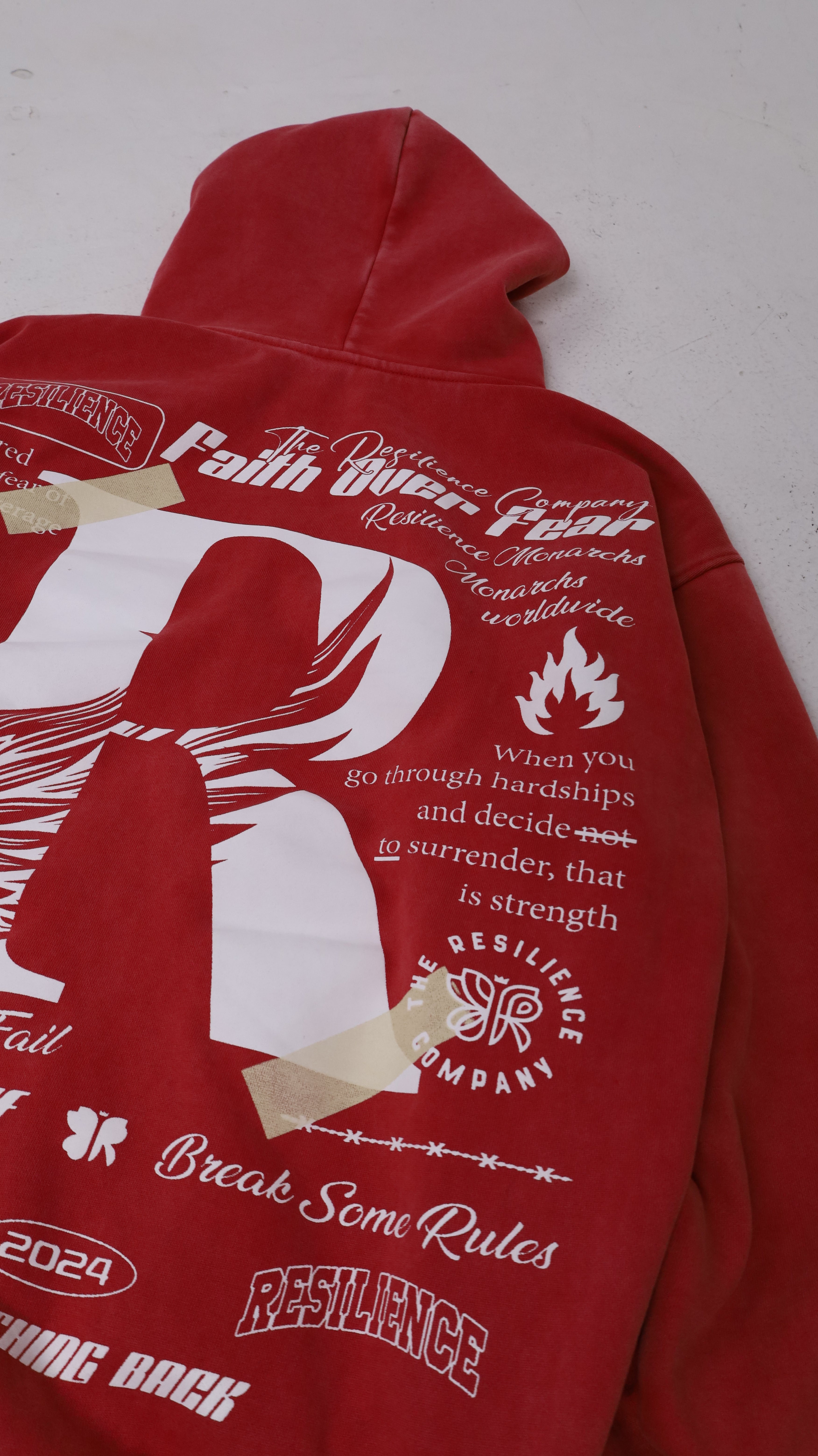 FAITH OVER FEAR - RED ZIP UP (W AMERICA PATCH)