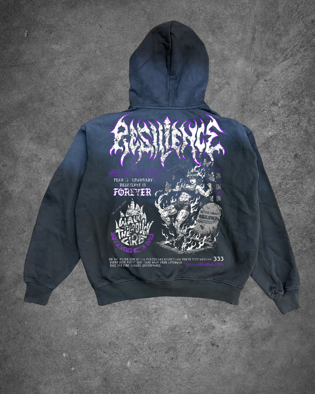 WALK THROUGH FIRE - LUXURY POTASSIUM WASHED HOODIE (1 of 8 MADE)