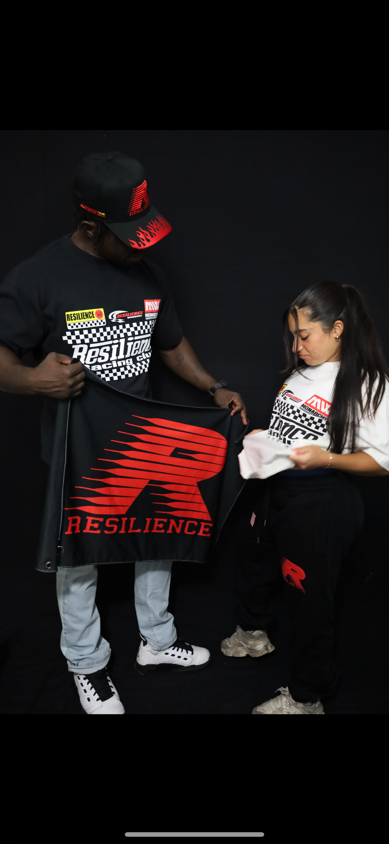 "RESILIENCE RACING" 5 PANEL SNAPBACK HAT IN BLACK