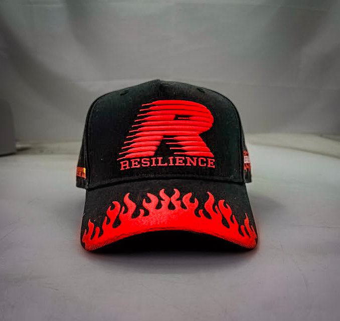 "RESILIENCE RACING" 5 PANEL SNAPBACK HAT IN BLACK