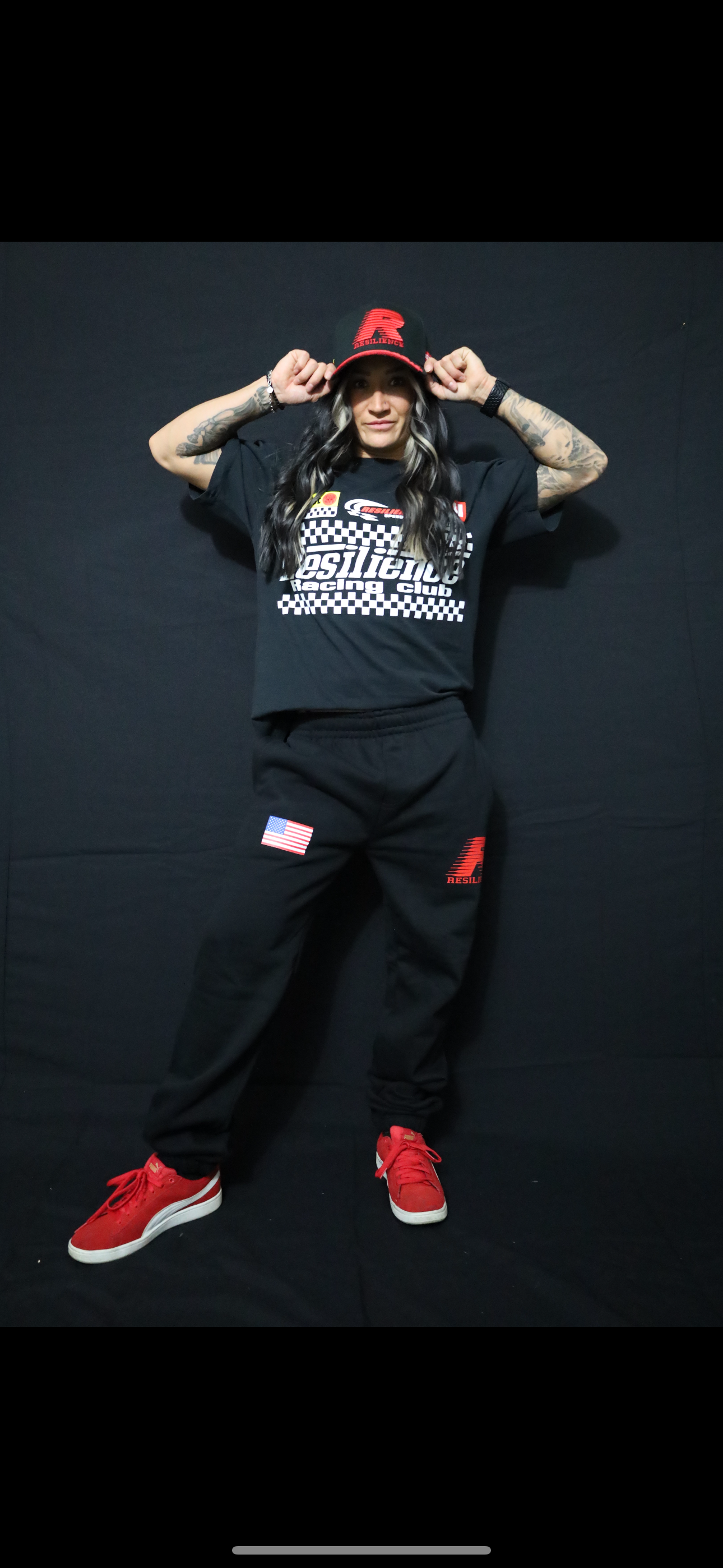 RESILIENCE RACING - BLACK JOGGERS W/ USA FLAG