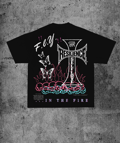 "NEVER BACK DOWN" - Black oversized Graphic Tee