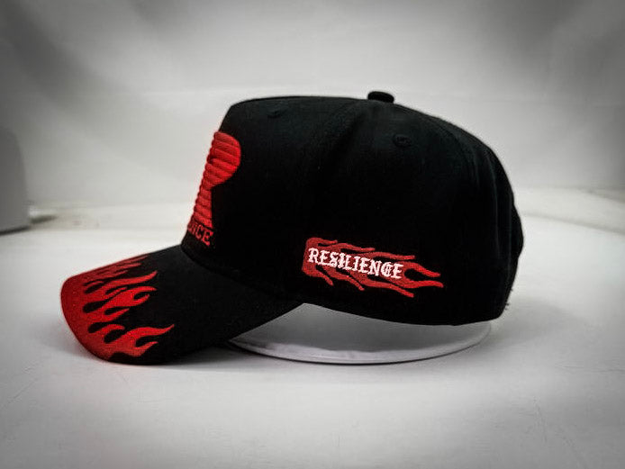"RESILIENCE RACING" 5 PANEL SNAPBACK HAT IN BLACK