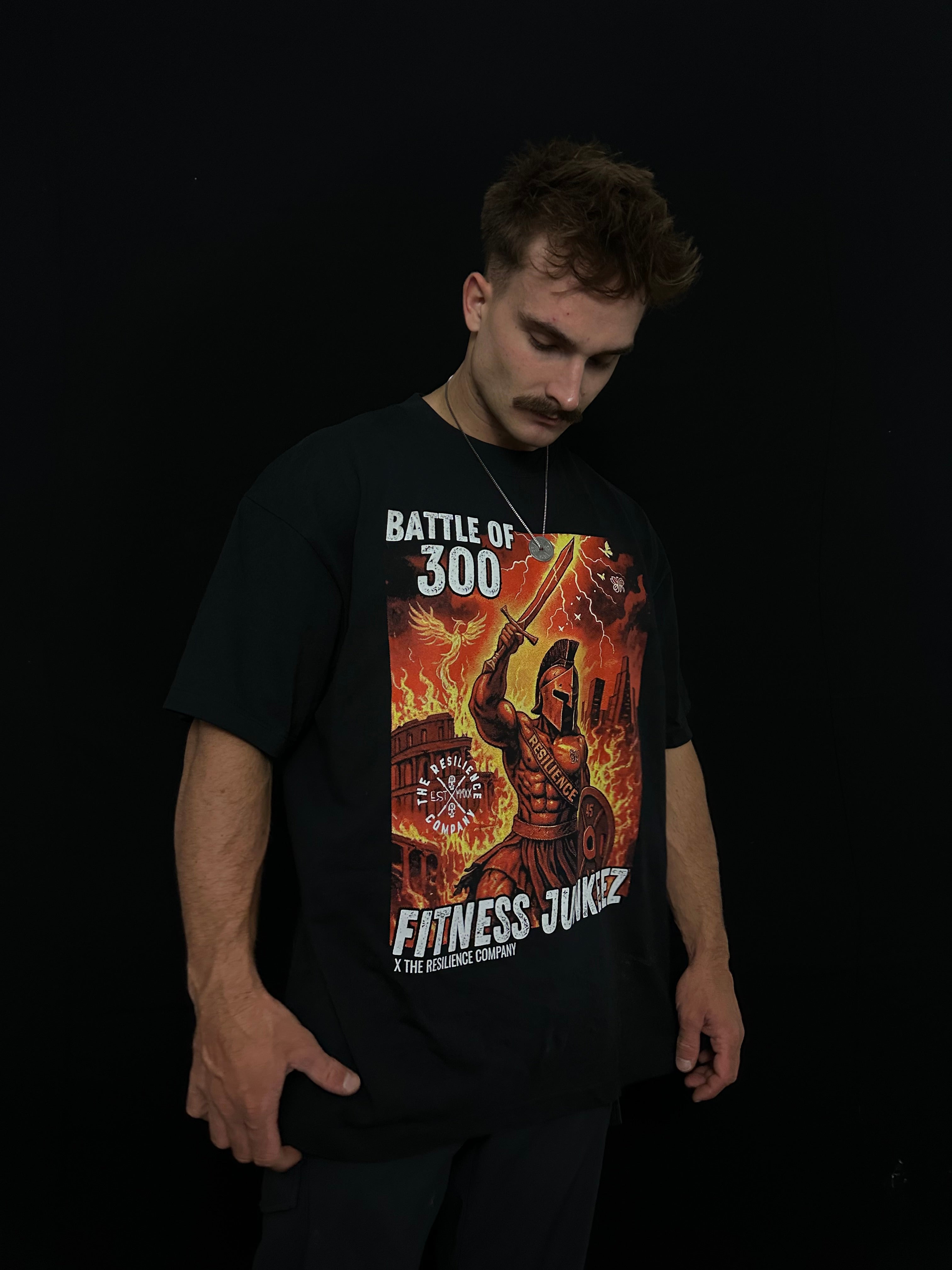 FITNESS JUNKEEZ X RESILIENCE - "BATTLE OF 300" Official Collaboration Tee