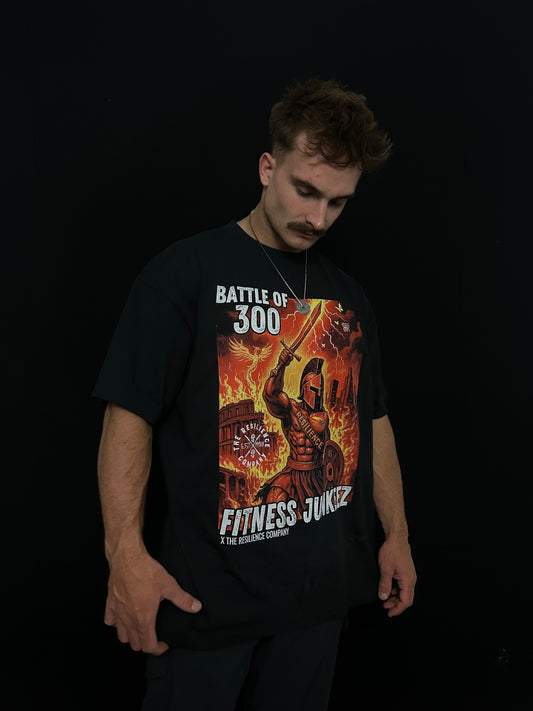 FITNESS JUNKEEZ X RESILIENCE - "BATTLE OF 300" Official Collaboration Tee