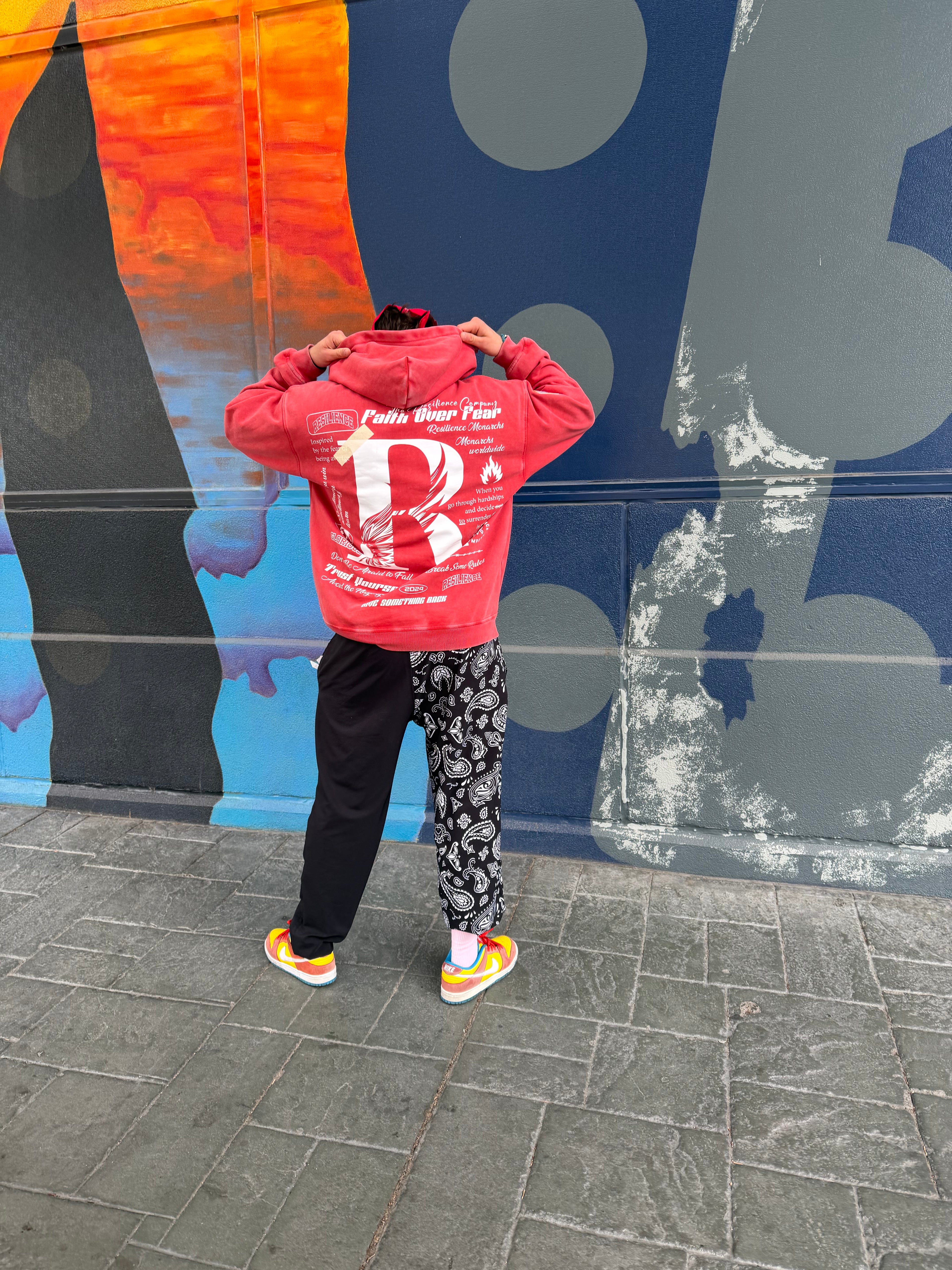 FAITH OVER FEAR - RED ZIP UP (W AMERICA PATCH)