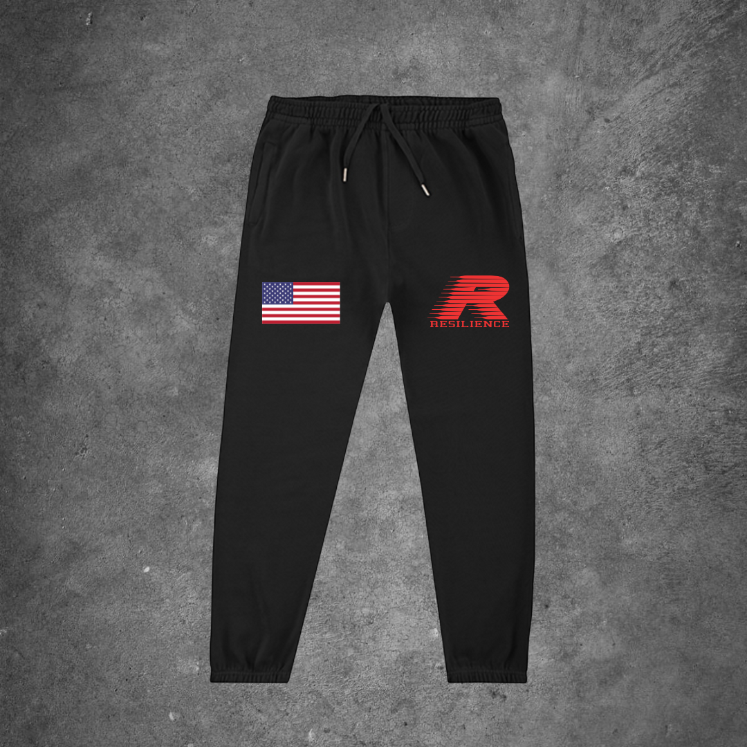 RESILIENCE RACING - BLACK JOGGERS W/ USA FLAG