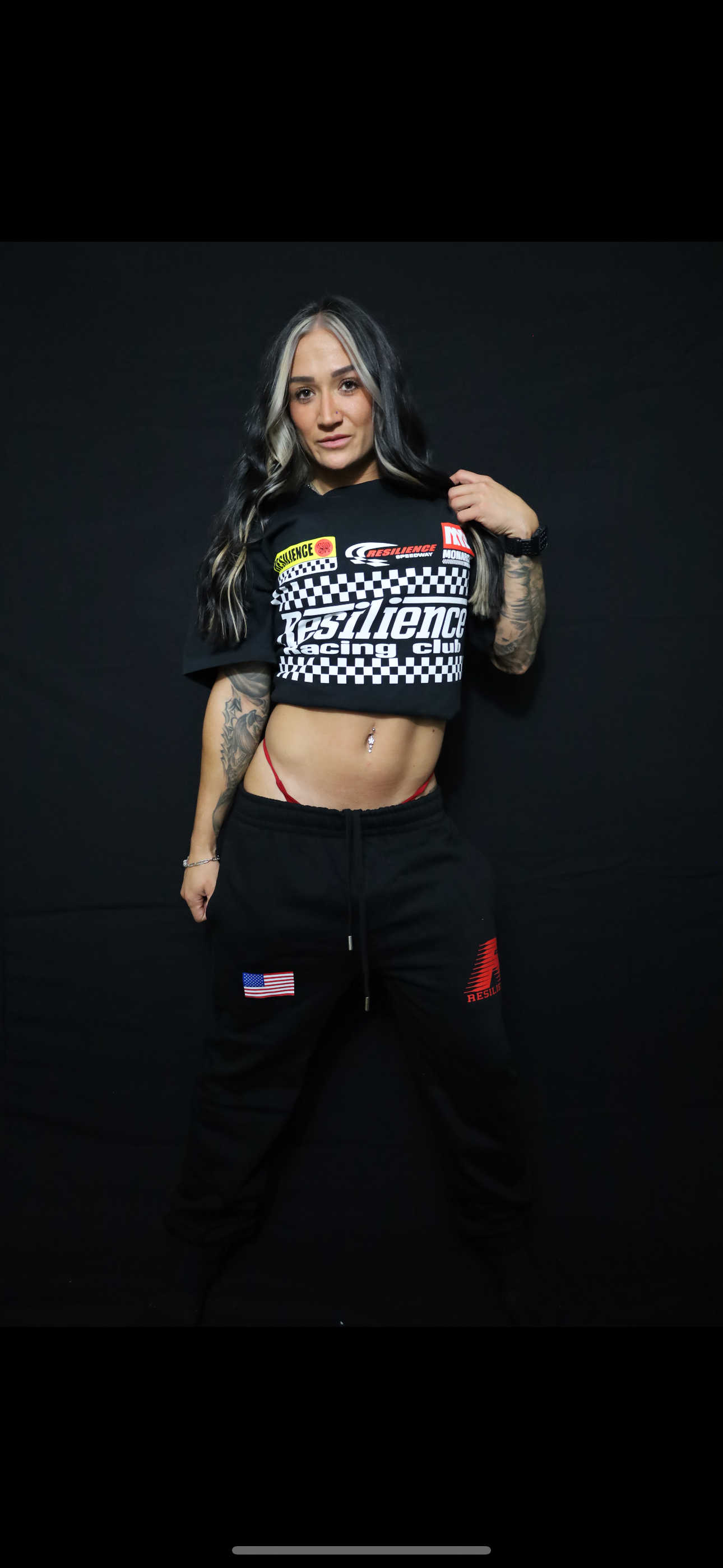 RESILIENCE RACING - BLACK JOGGERS W/ USA FLAG