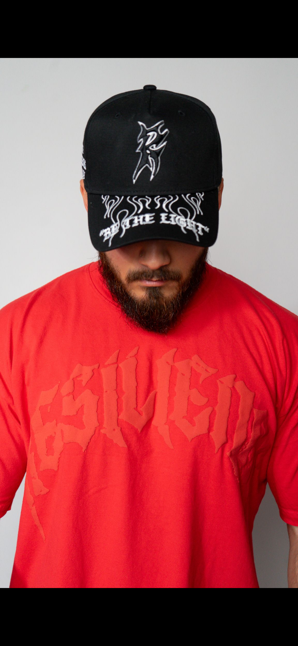 "BE THE LIGHT" 5 PANEL SNAPBACK HAT IN BLACK