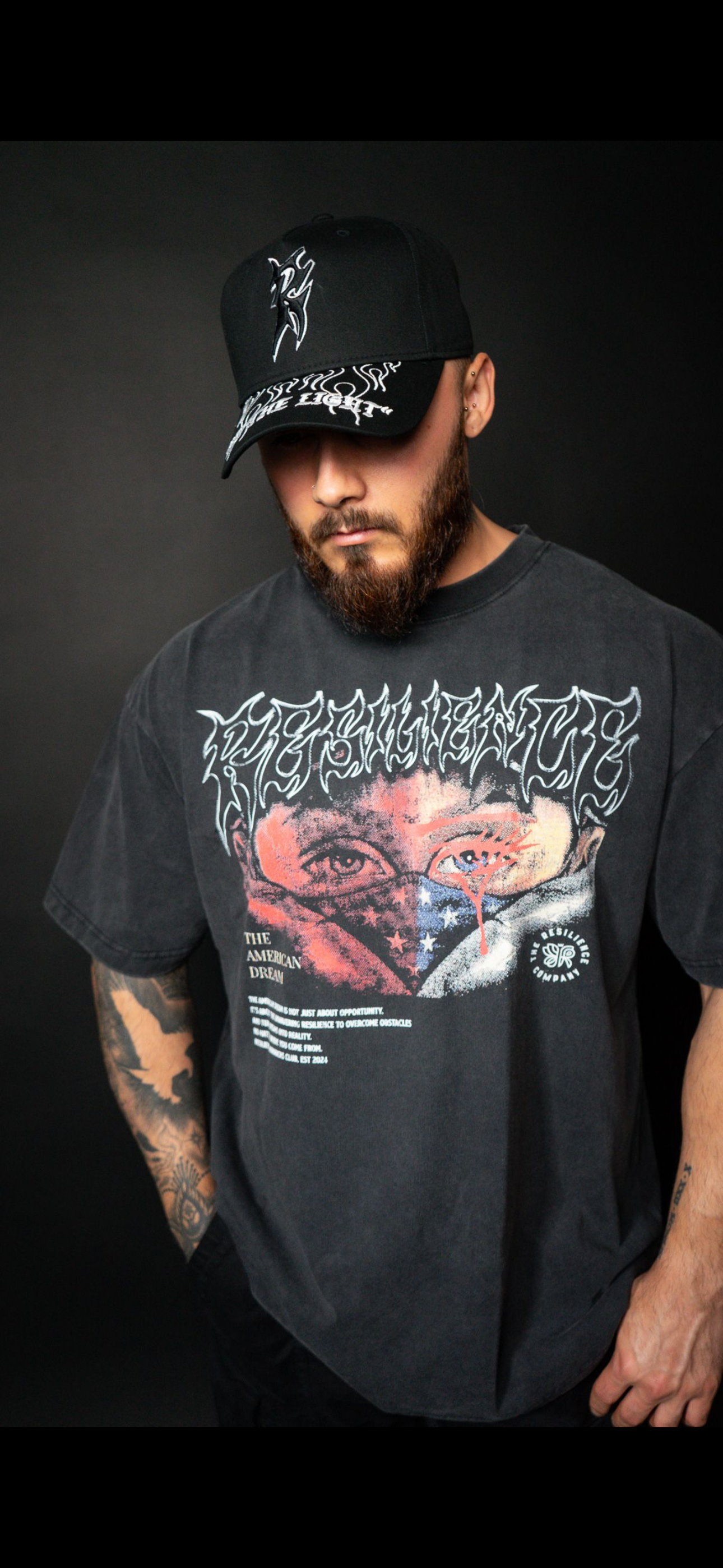 "BE THE LIGHT" 5 PANEL SNAPBACK HAT IN BLACK