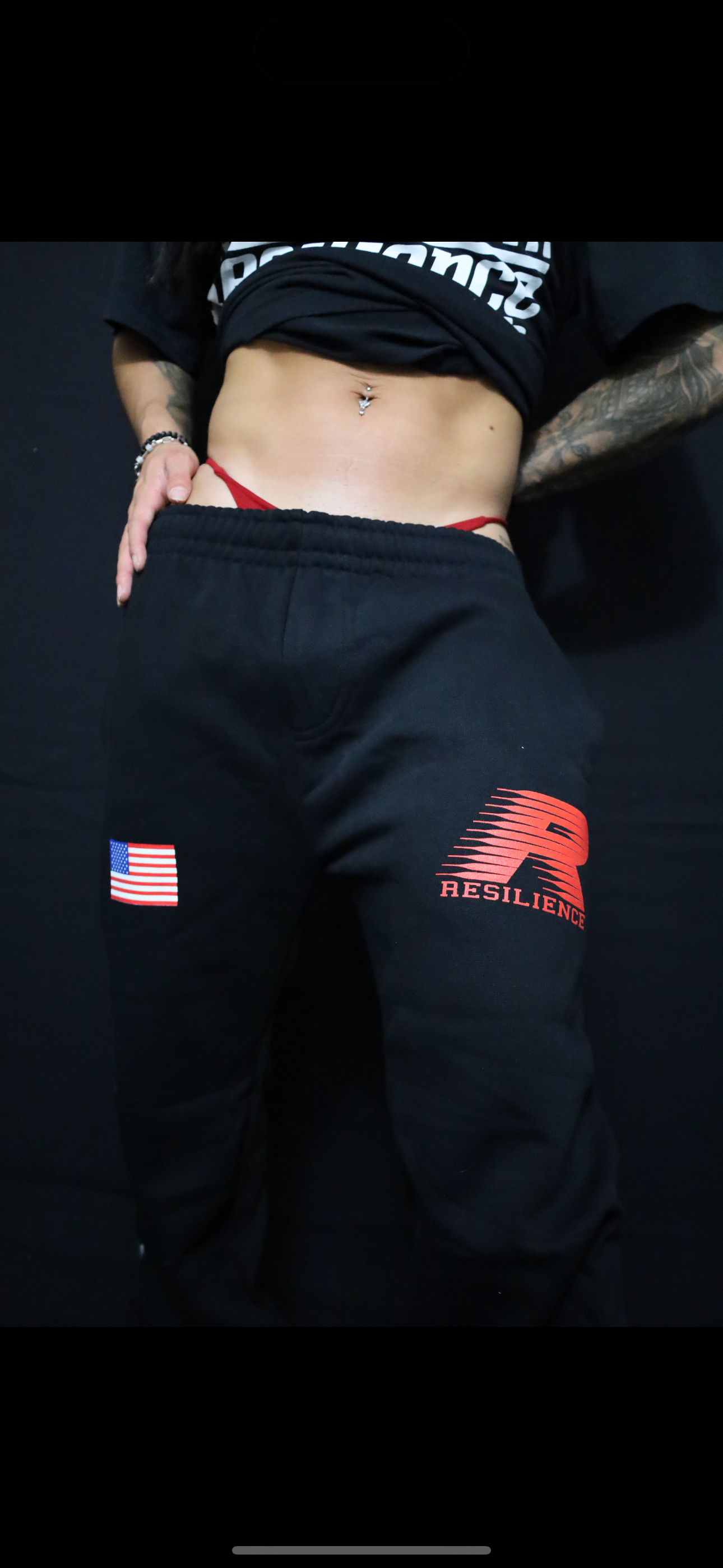 RESILIENCE RACING - BLACK JOGGERS W/ USA FLAG