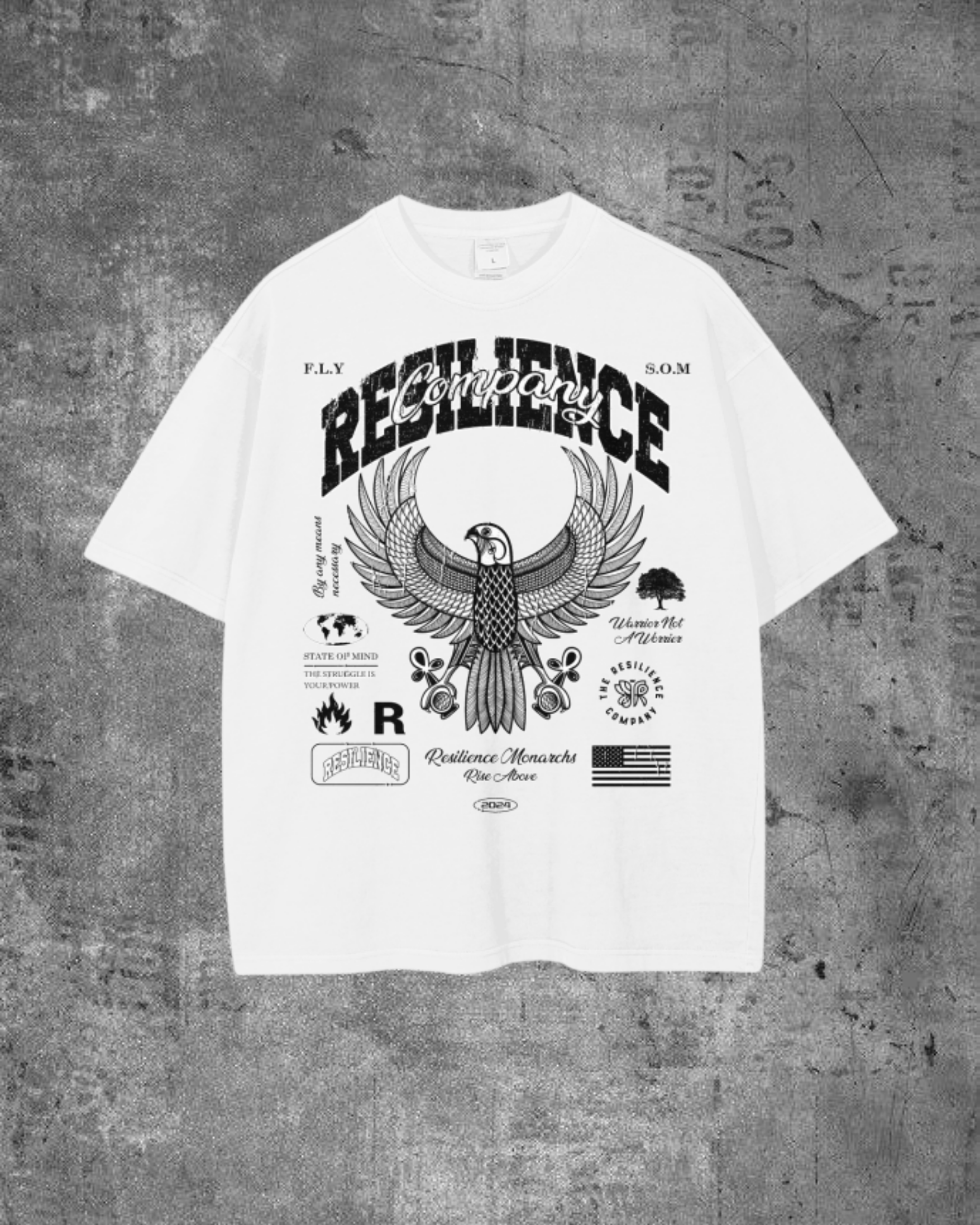 "THE PHOENIX" DROP SHOULDER TEE- VINTAGE WASH (WHITE)