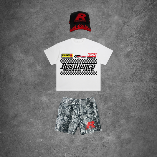 "MIRACLE MILE" BUNDLE (WHITE TEE + SHORTS)