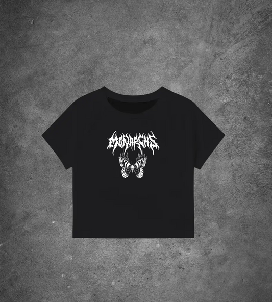 WOMENS CROP BABY TEE-(BLACK)