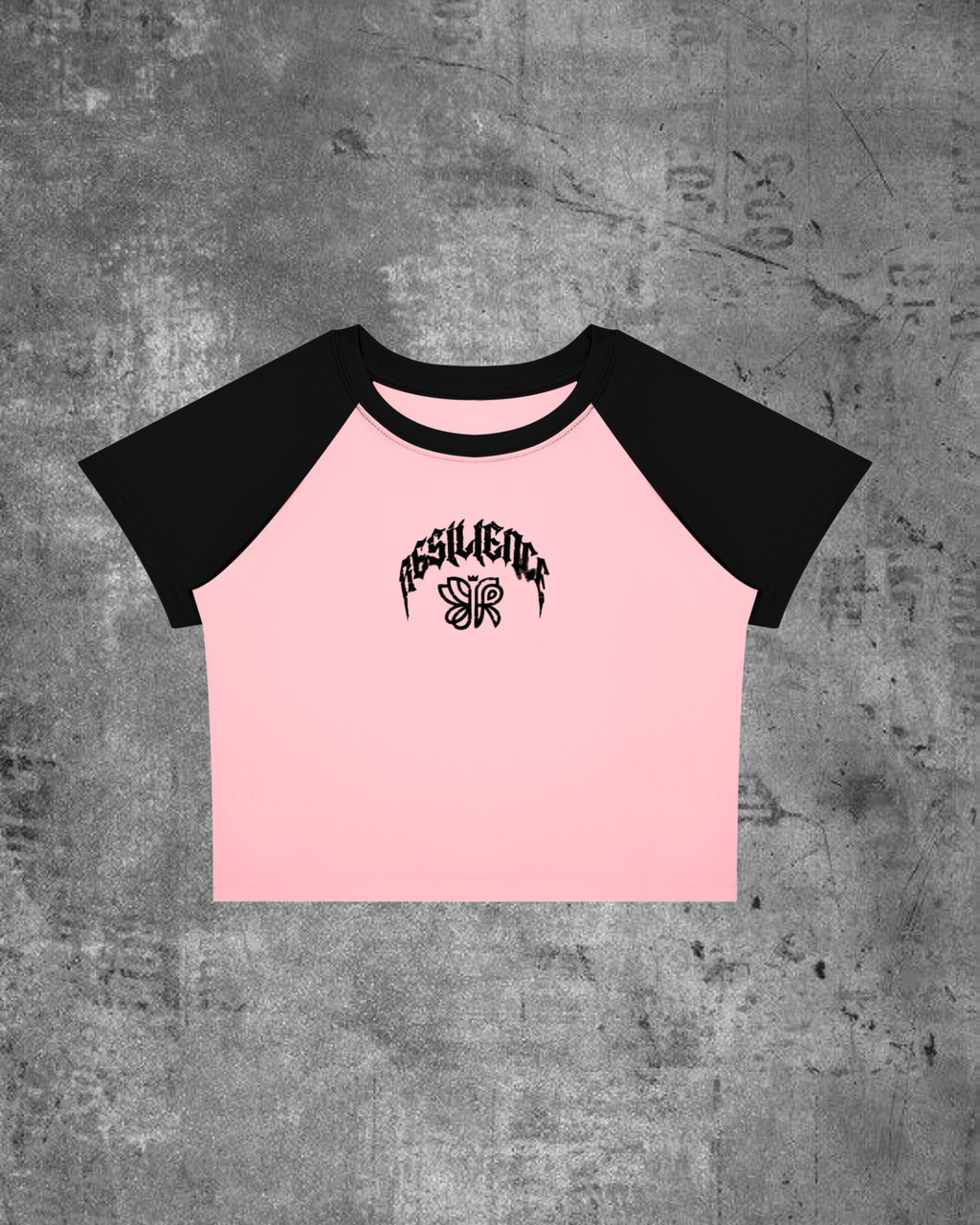 "LEGACY ARCH" WOMENS BABY CROP TEE - BLACK/PINK