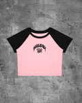 "LEGACY ARCH" WOMENS BABY CROP TEE - BLACK/PINK