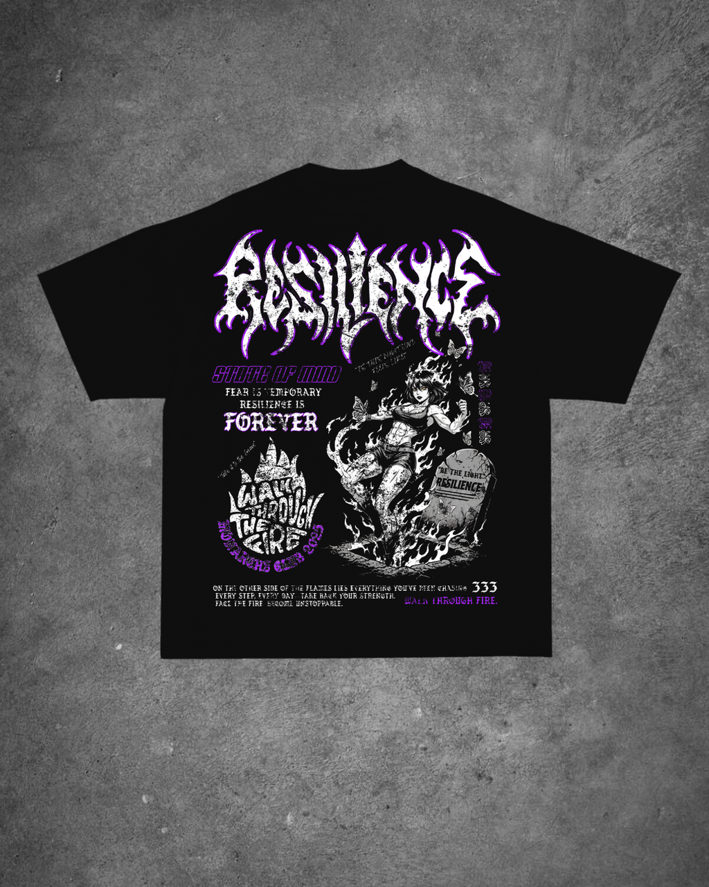 WALK THROUGH FIRE - OVERSIZE TEE (BLACK)