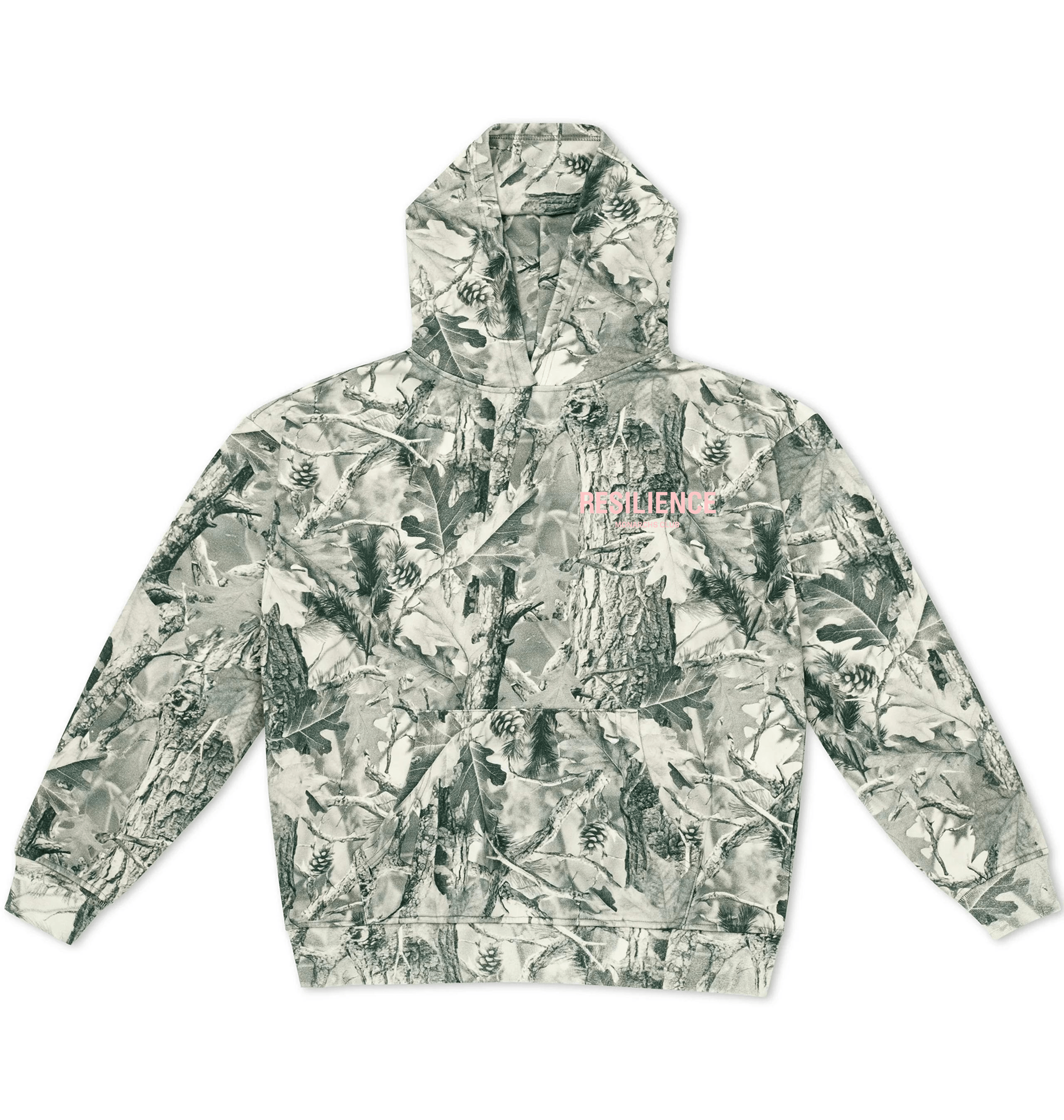 Vintage Grey Wood Camo Printed Hoody Front