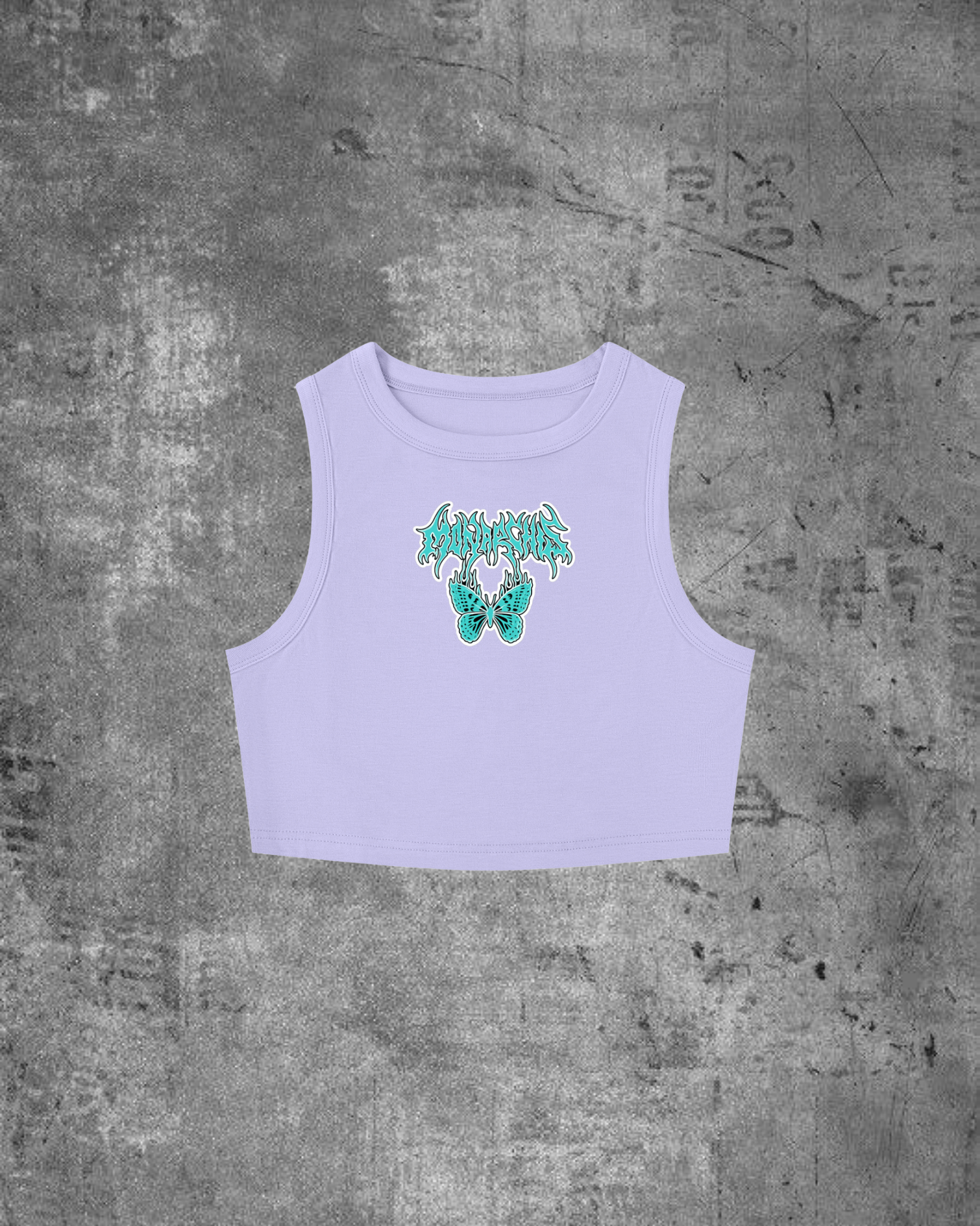 WOMENS BABY-CROP TANK (PURPLE/ TEAL)
