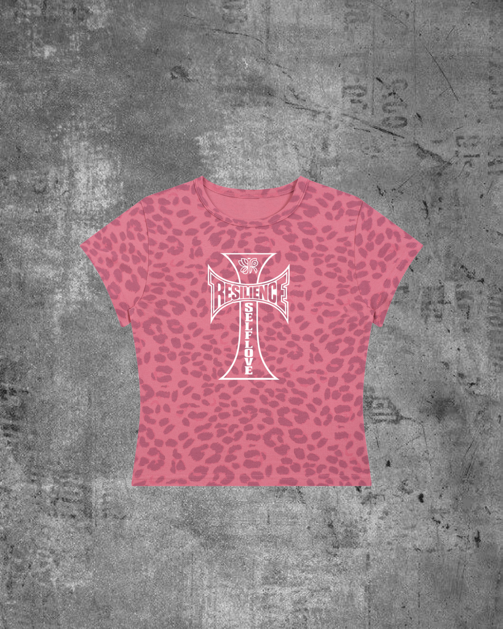 WOMENS SELF LOVE BABY TEE- LEOPARD