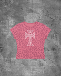 WOMENS SELF LOVE BABY TEE- LEOPARD