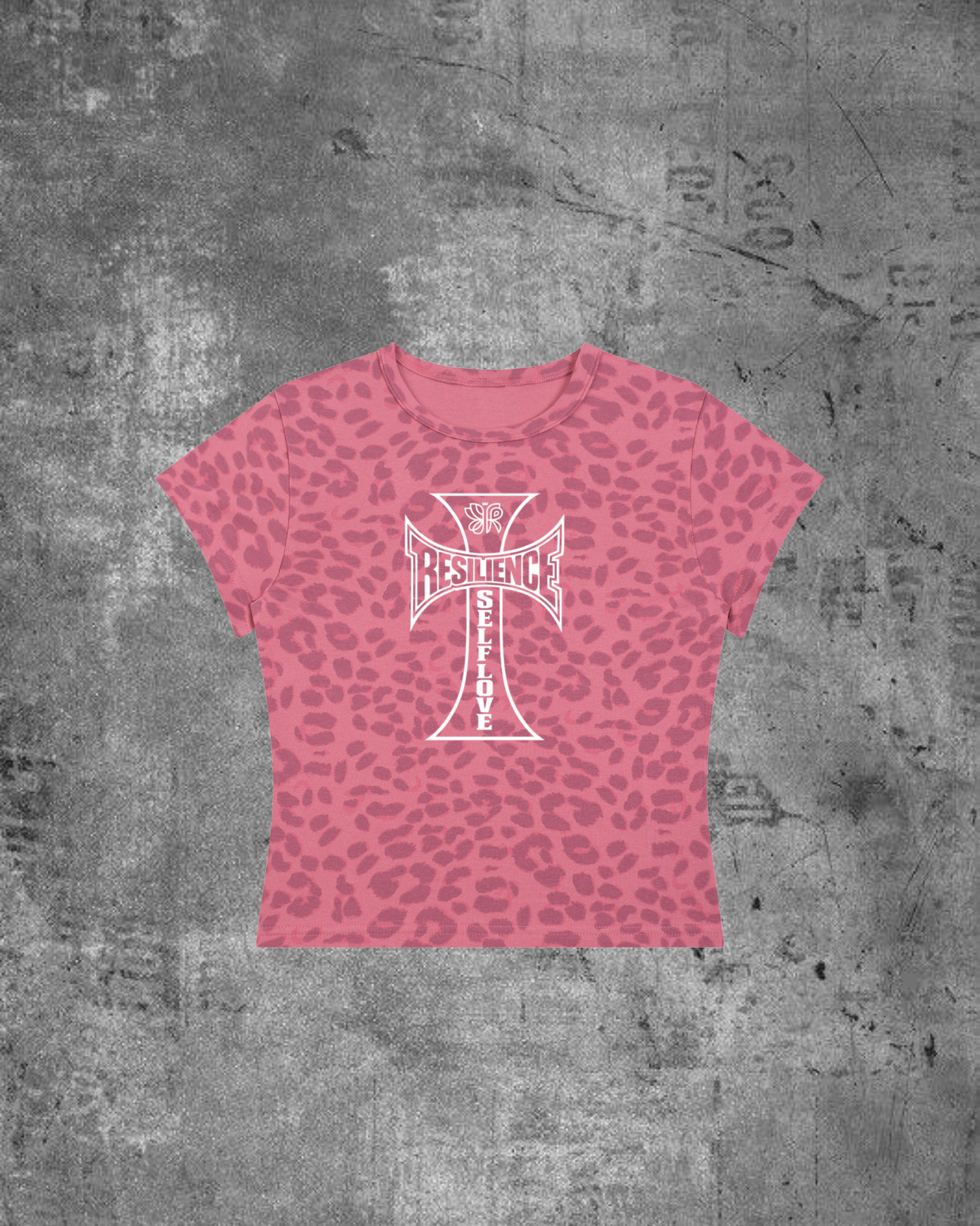 WOMENS SELF LOVE BABY TEE- LEOPARD