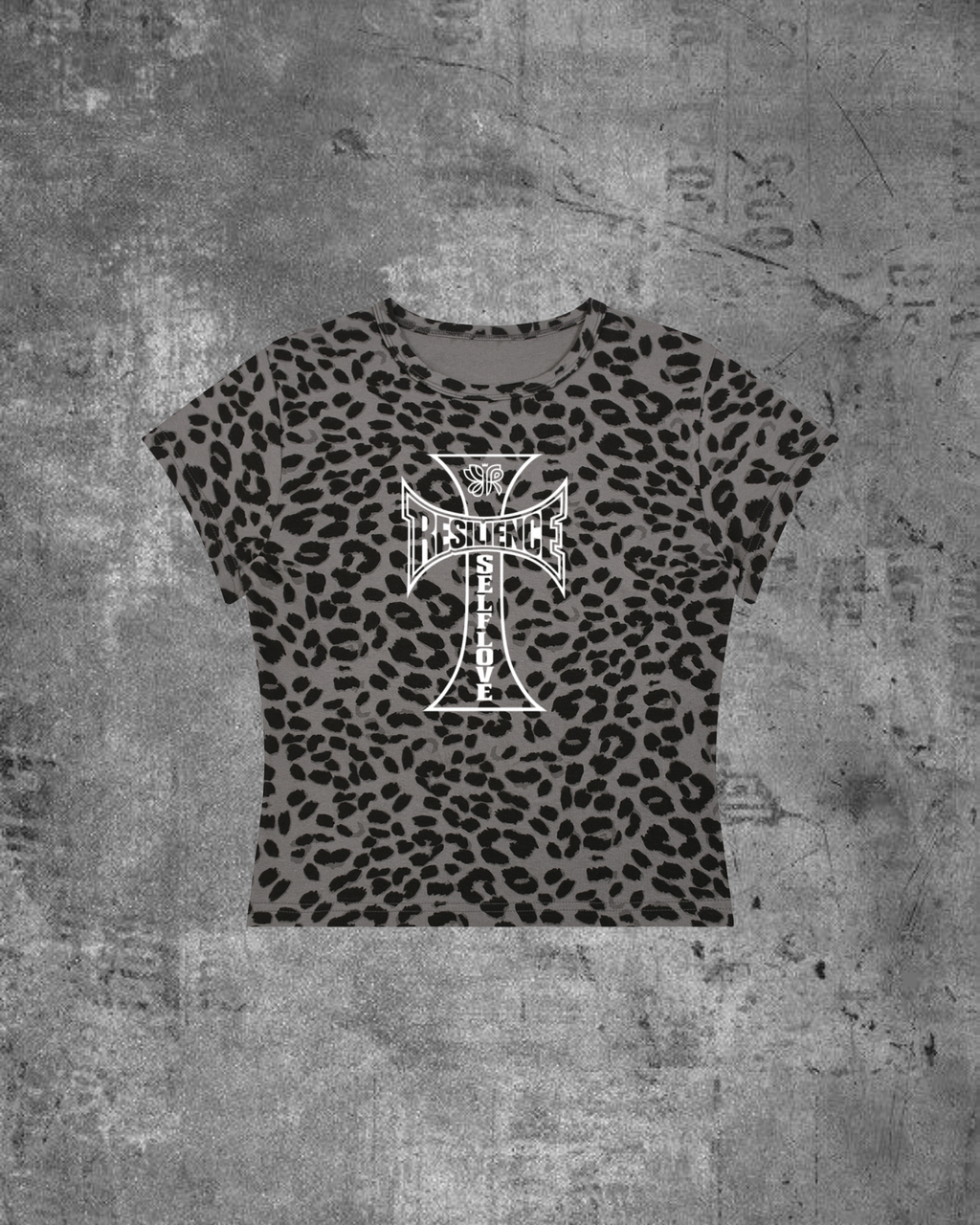 WOMENS SELF LOVE BABY TEE- LEOPARD
