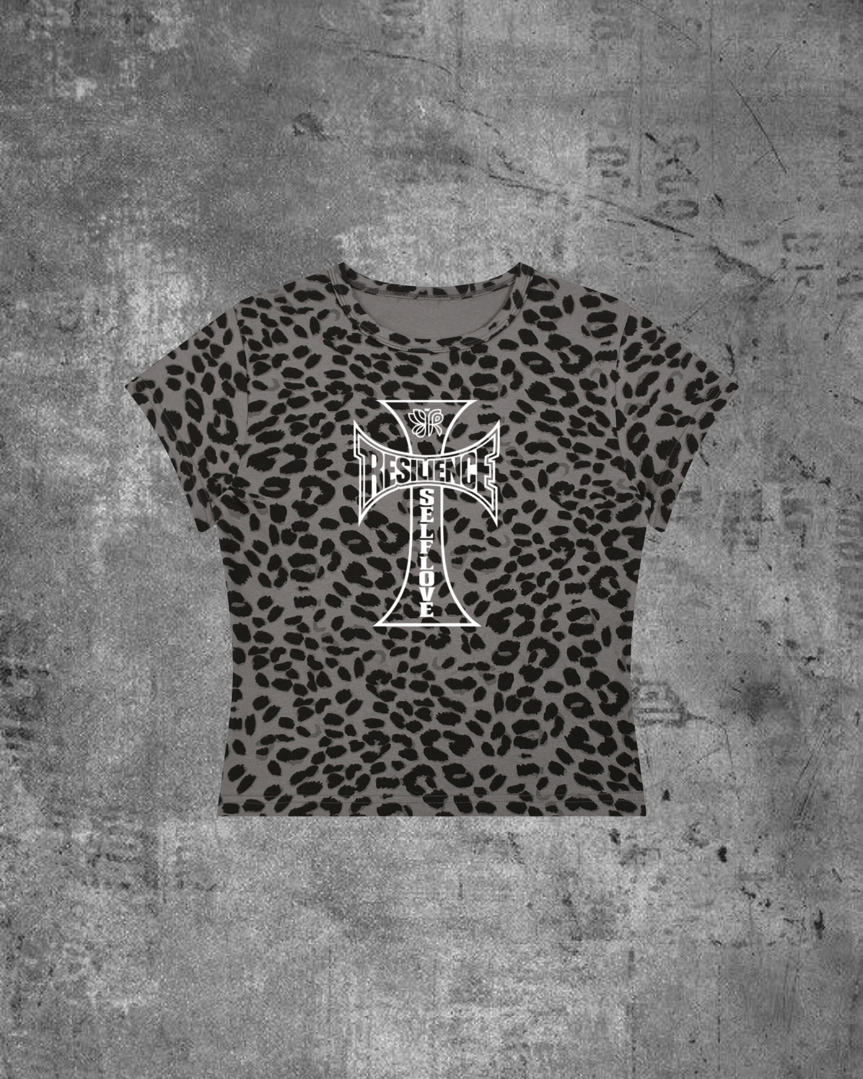 WOMENS SELF LOVE BABY TEE- LEOPARD